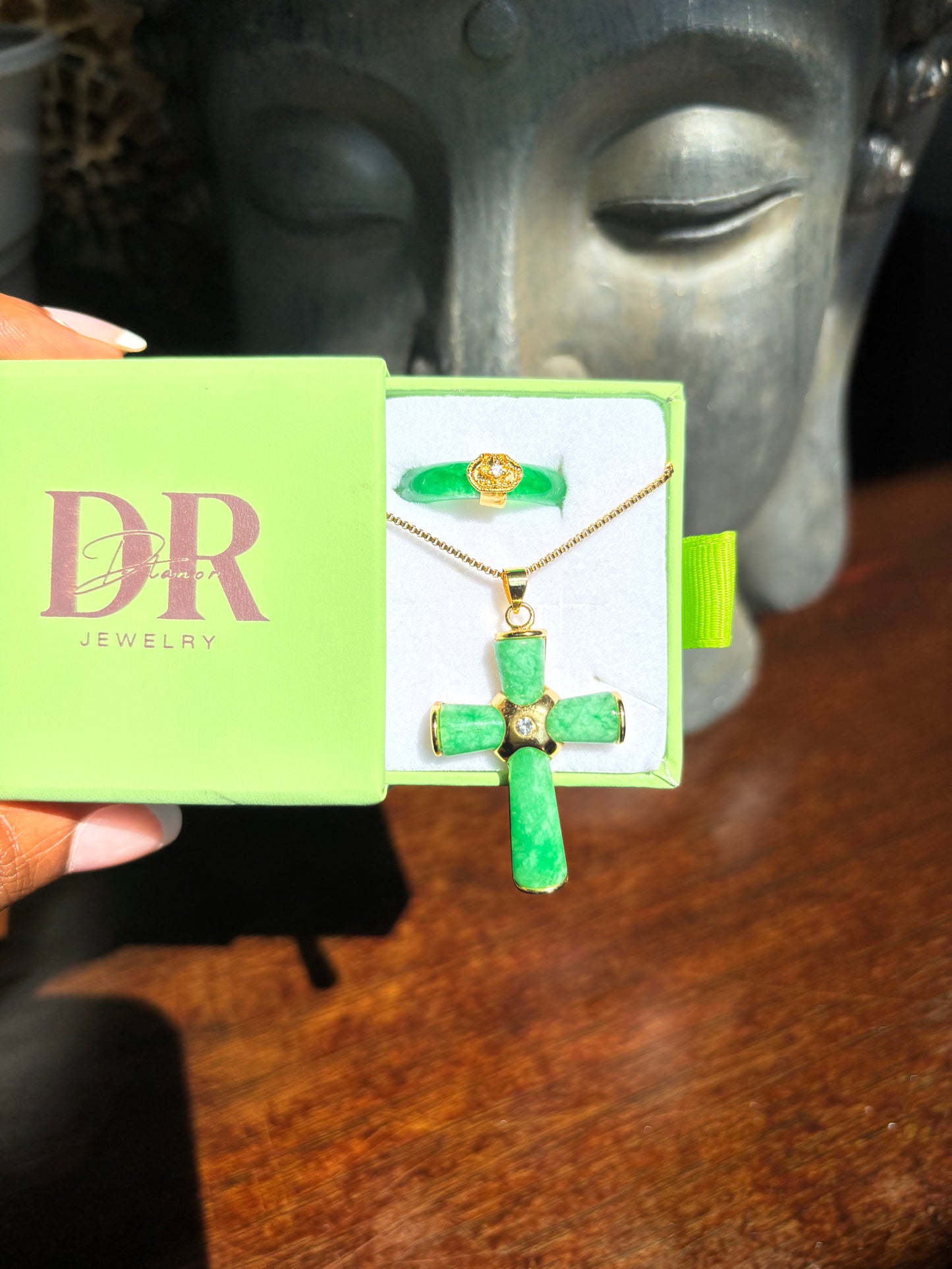 Jade necklace and ring set