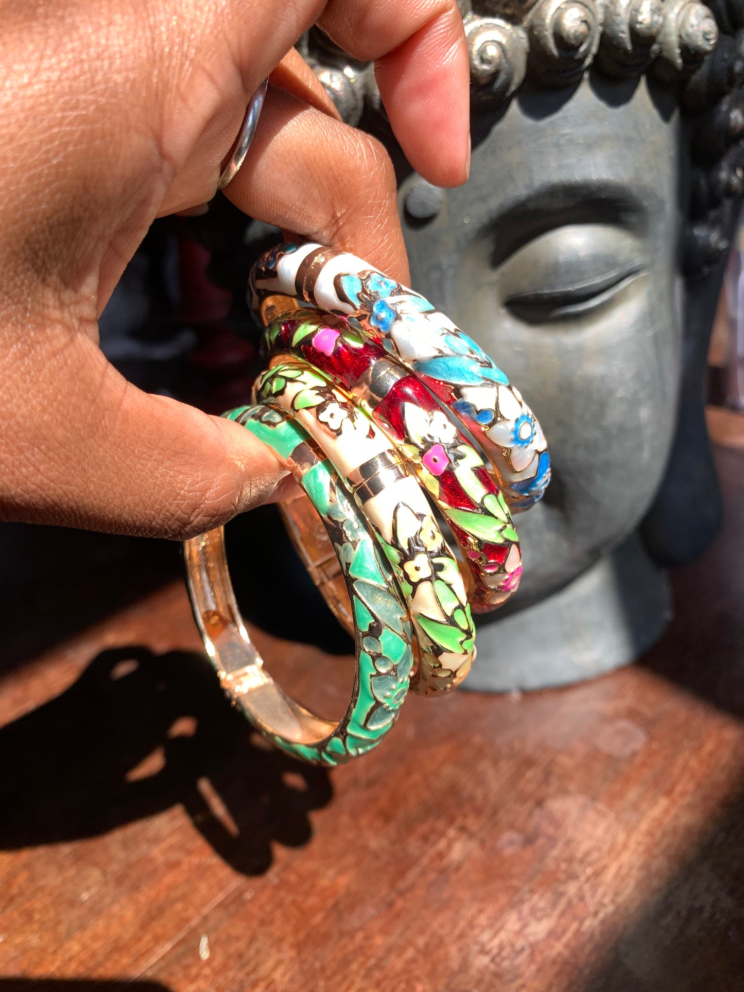 Floral vintage cuff bangle