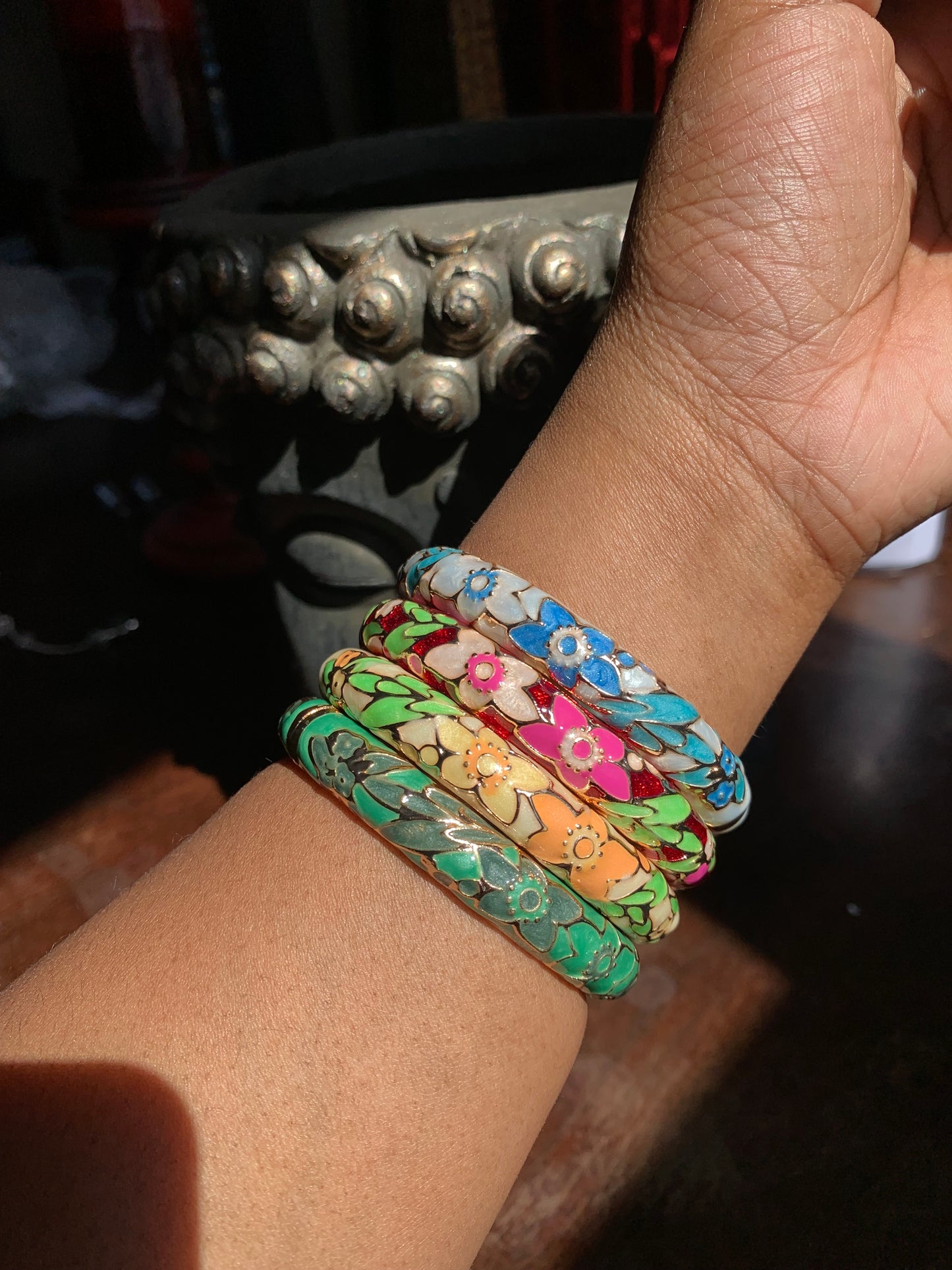 Floral vintage cuff bangle