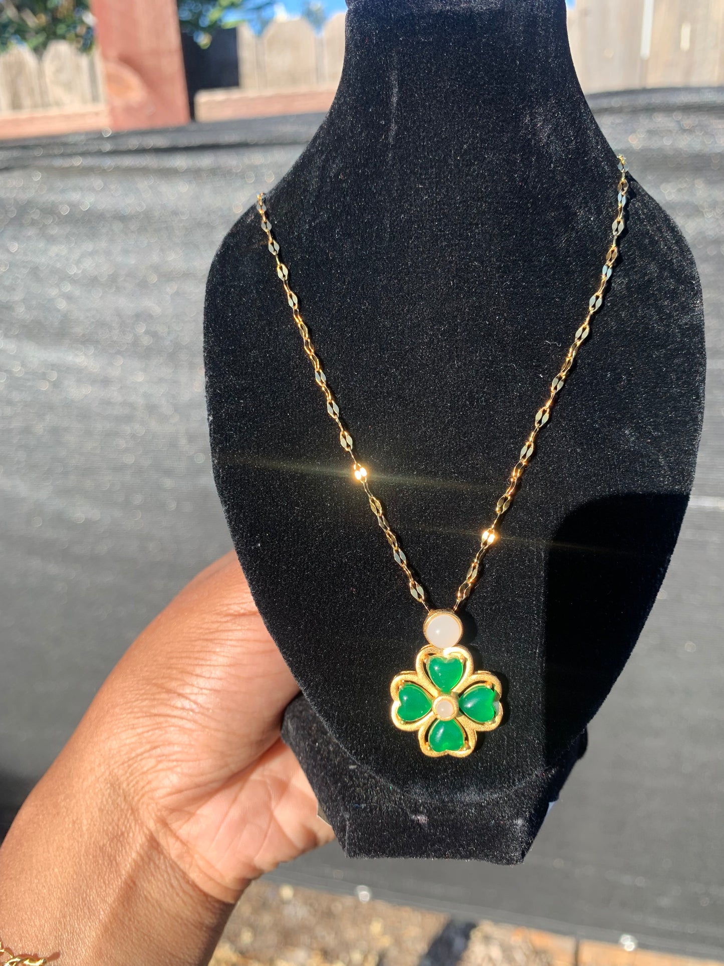 Clover jade necklace