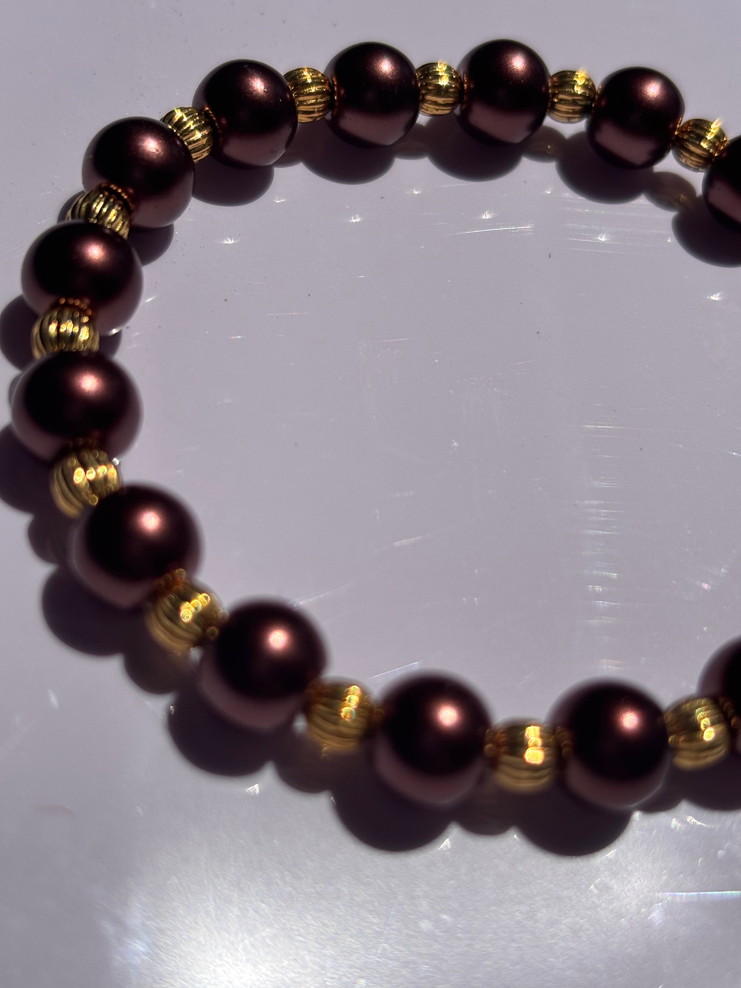 Brown pearl 6mm beaded bracelet