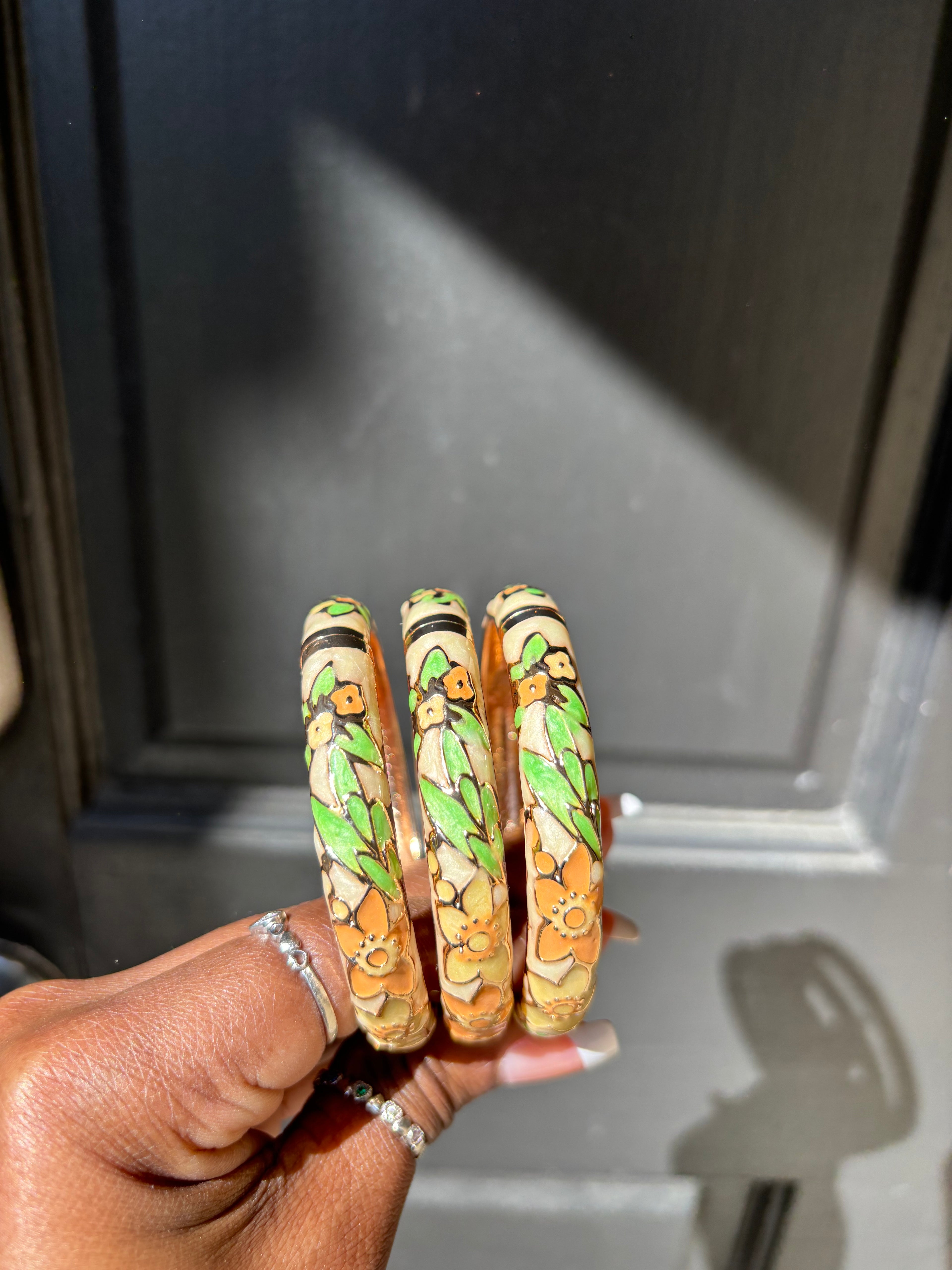 Floral vintage cuff bangle