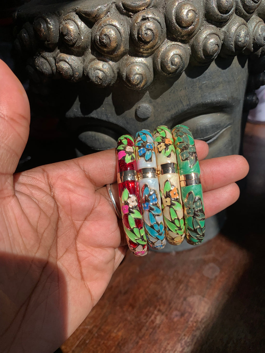Floral vintage cuff bangle