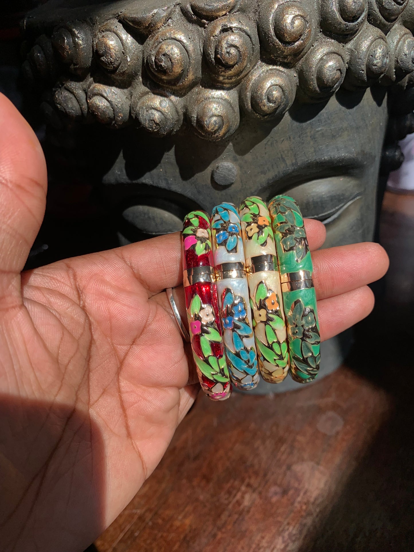 Floral vintage cuff bangle