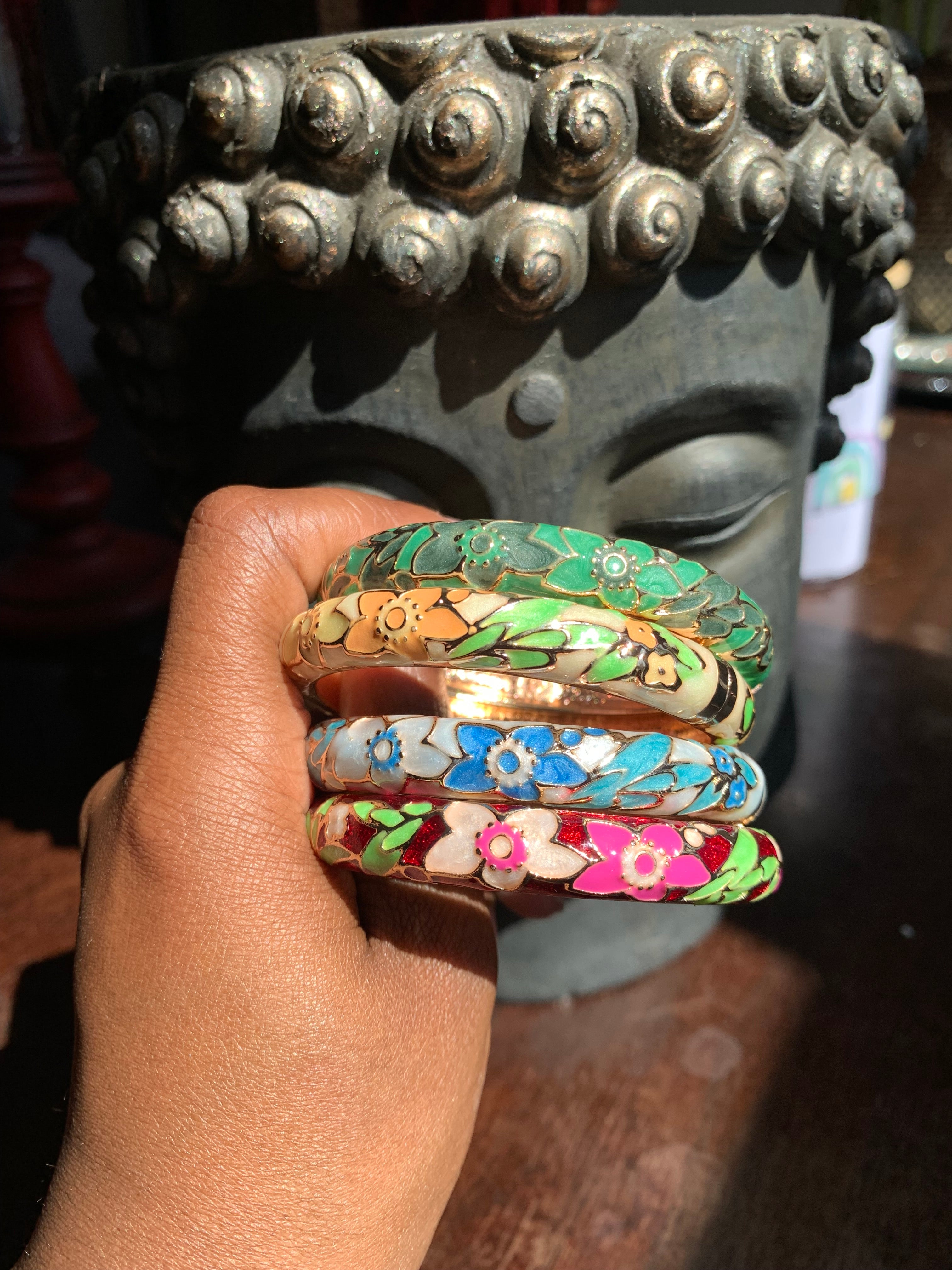 Floral vintage cuff bangle
