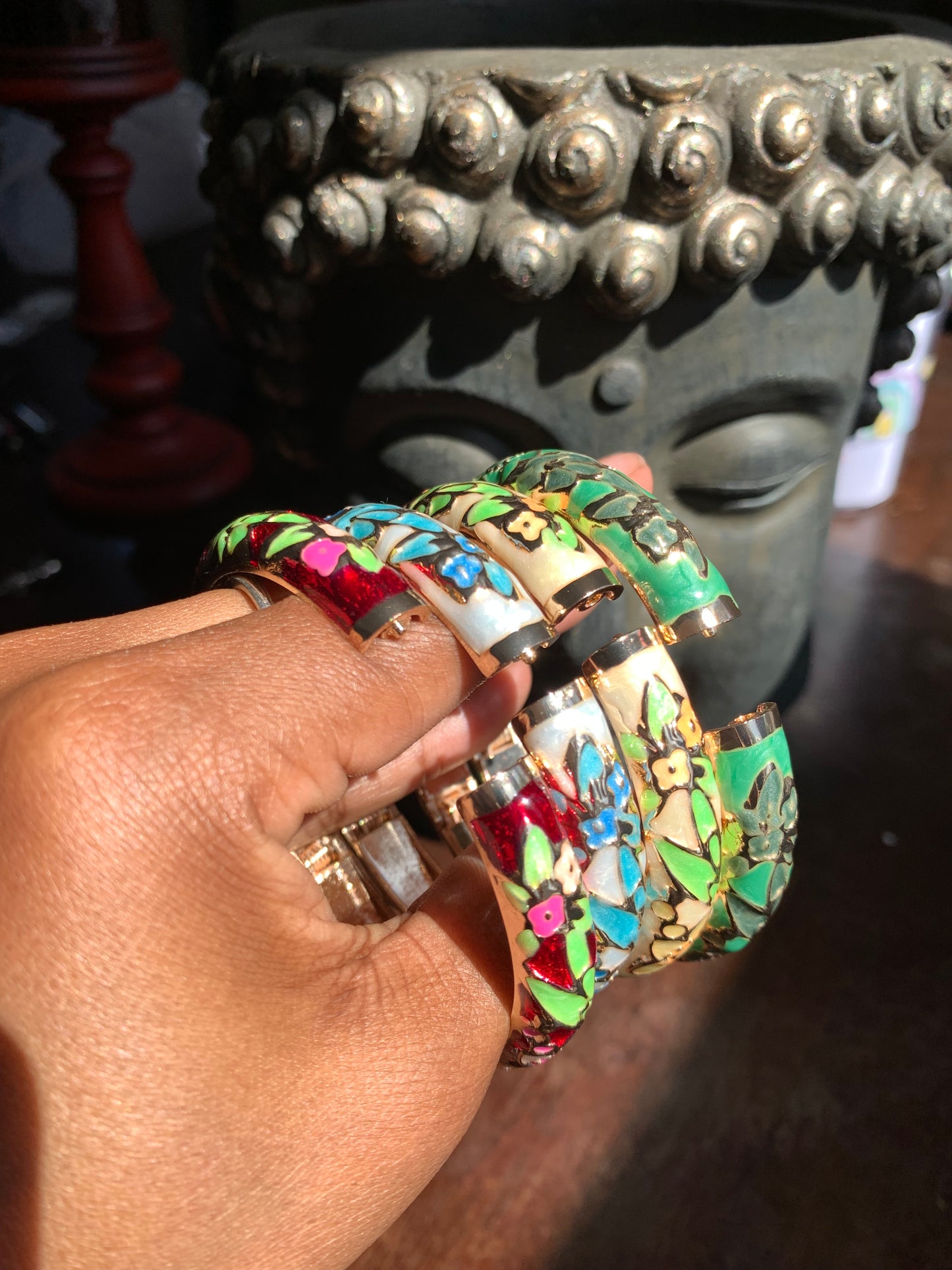 Floral vintage cuff bangle