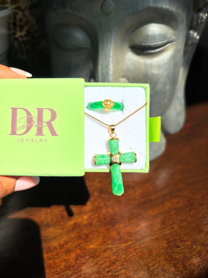 Jade necklace and ring set