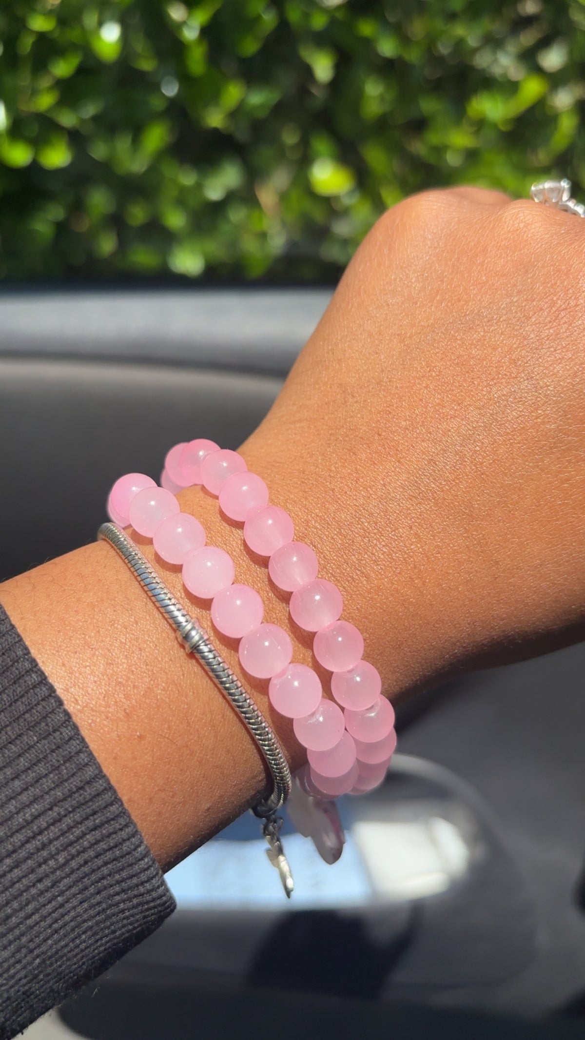 Pink flower bracelet