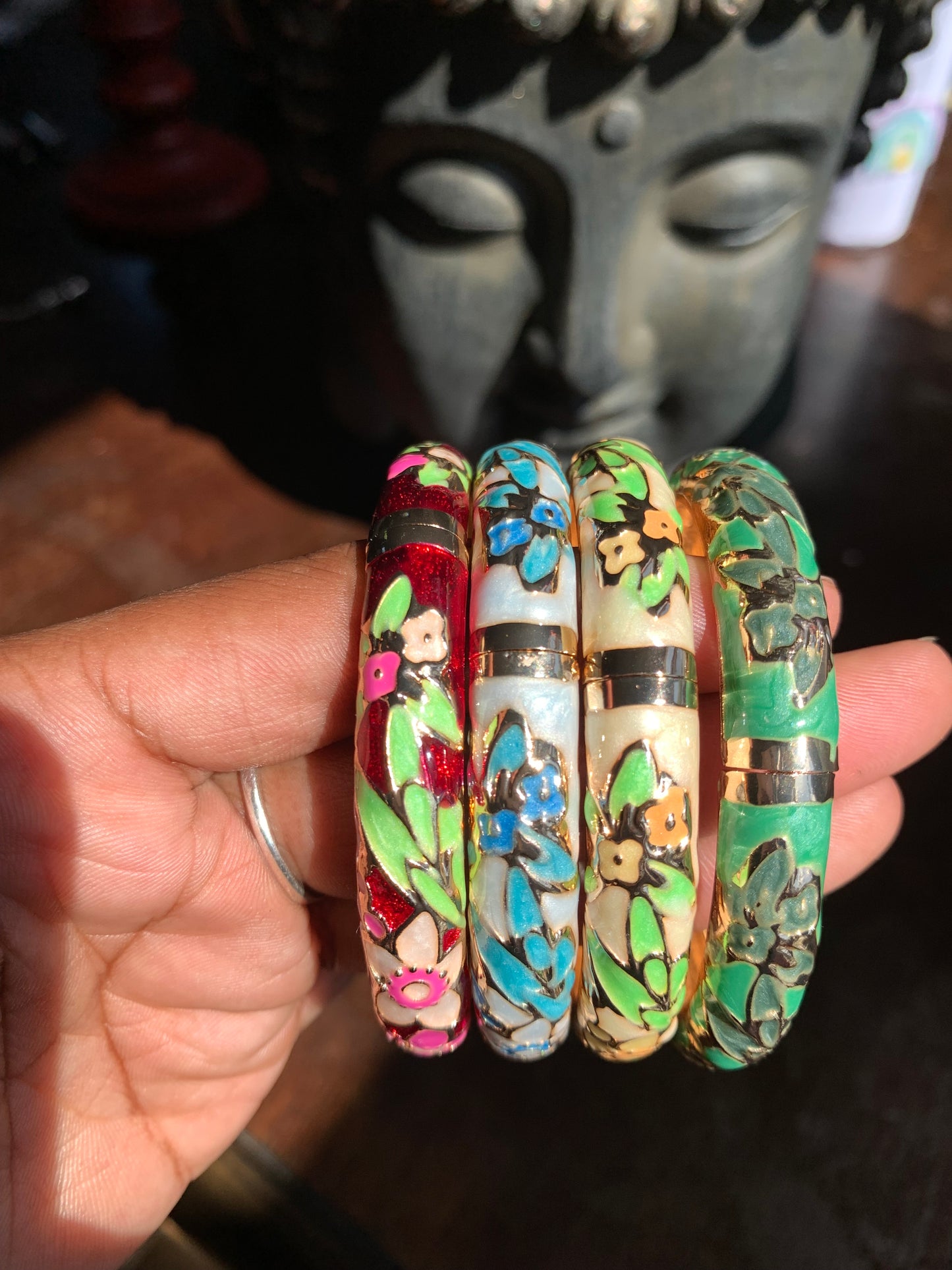 Floral vintage cuff bangle