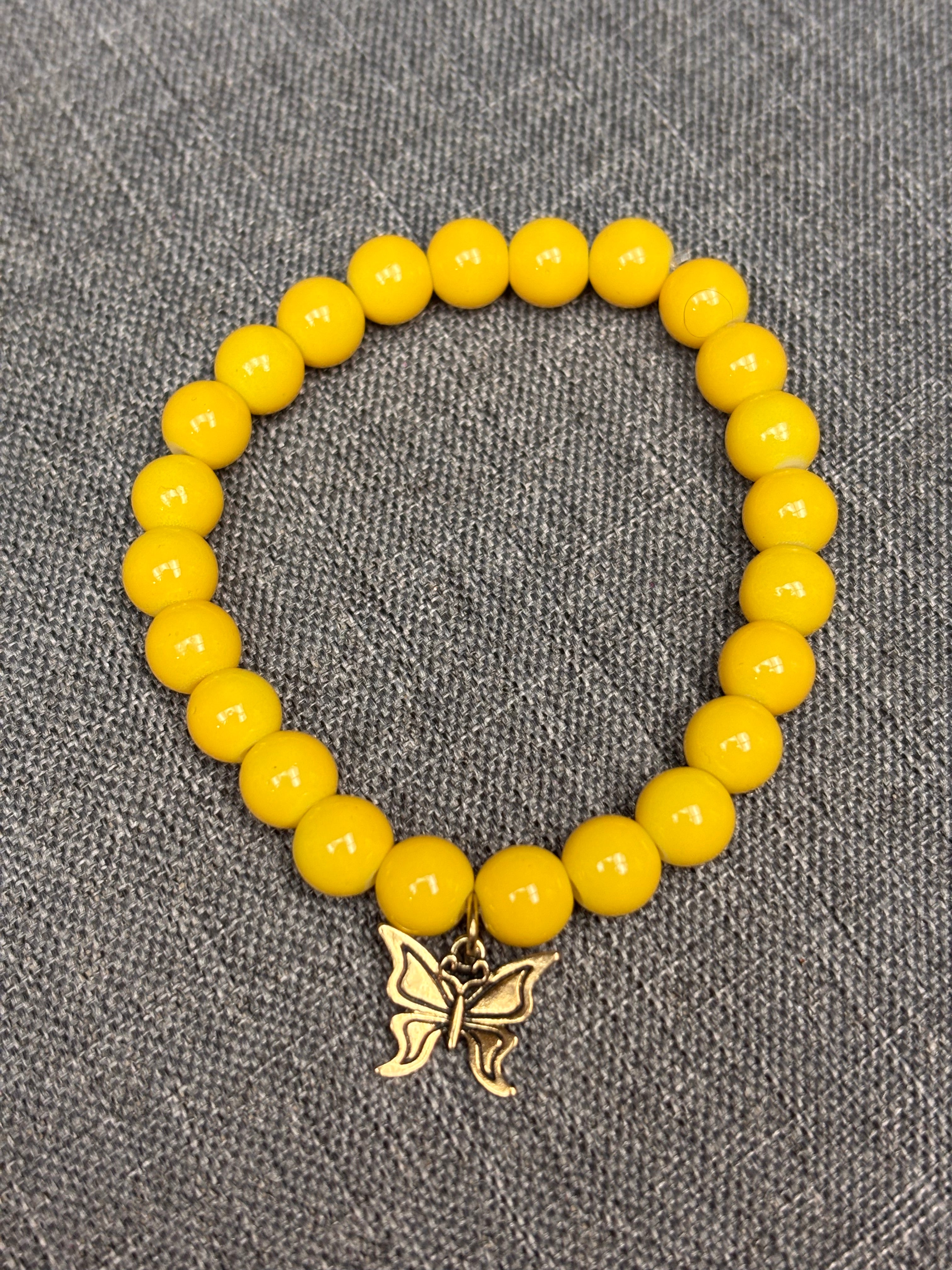 Dandelion butterfly beaded bracelet