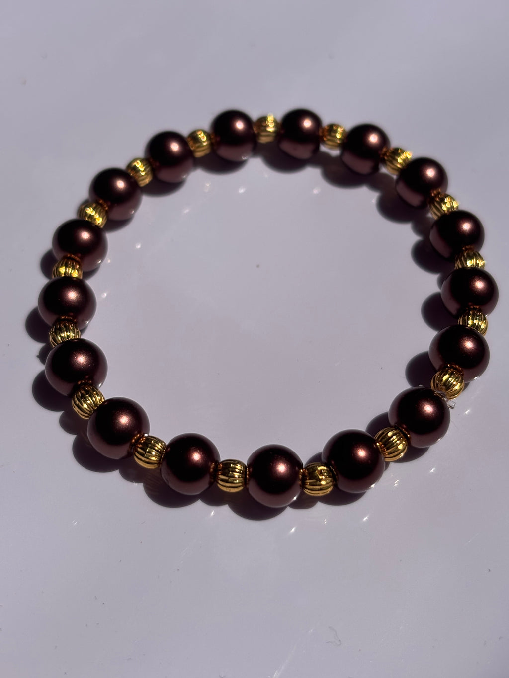 Brown pearl 6mm beaded bracelet